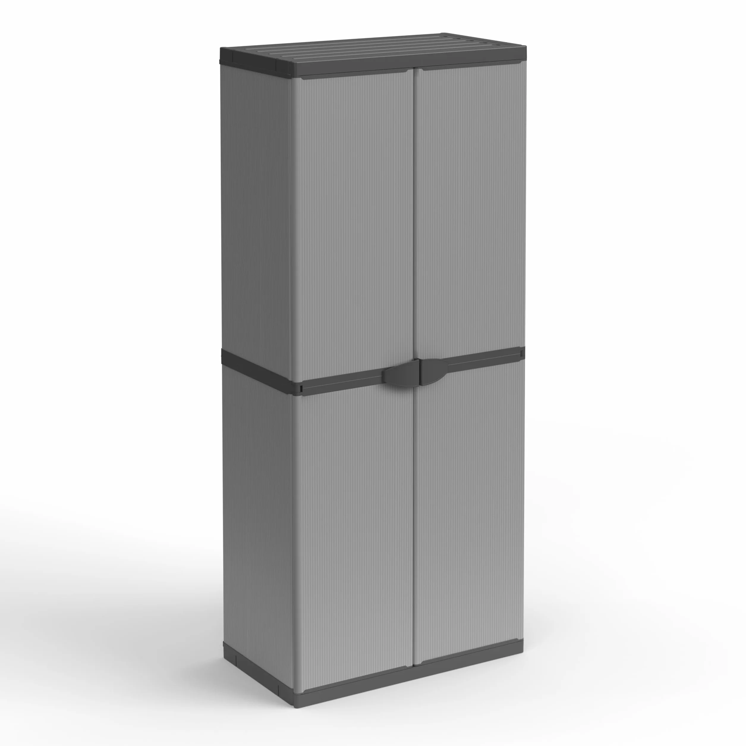 Armadio Portascope Alto a 2 Ante in resina PVC e PP | per Interno/Esterno con ripiani regolabili in altezza, 68 x 39.5 x 168 cm