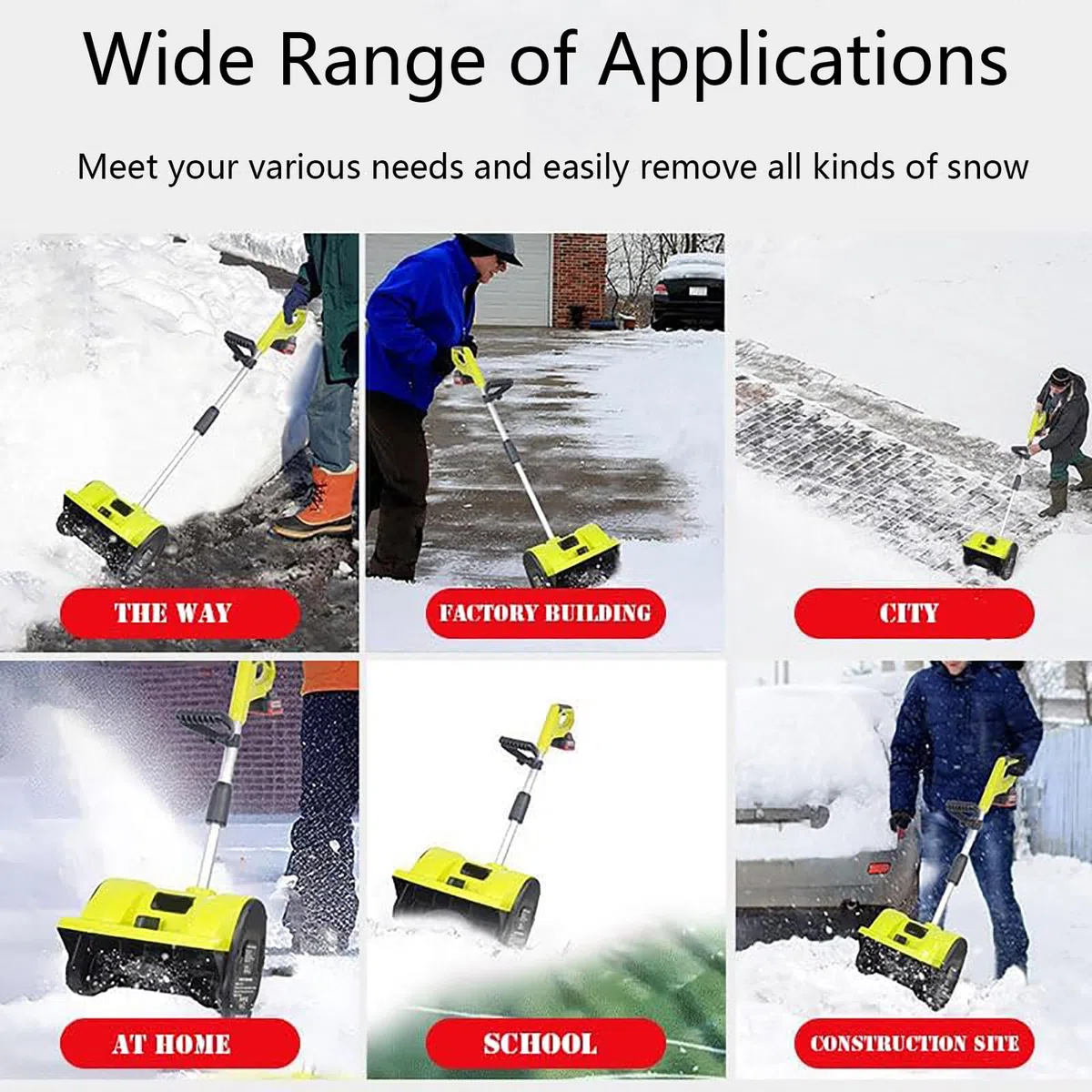 Pala da Neve elettrica Senza Fili, Larghezza 32 cm, spazzaneve a Batteria, con 2 batterie e caricabatteria rapido