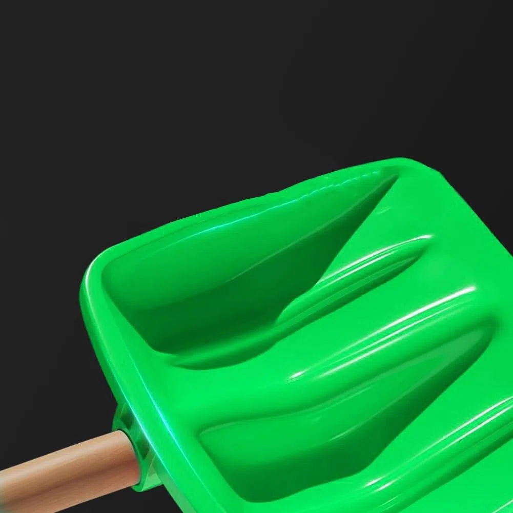 Pala leggera in plastica ispessita per la rimozione di neve e ghiaccio con design sicuro con bordi arrotondati, ideale per vialetti, vicoli, pollame e trasporto del suolo in giardino (verde)
