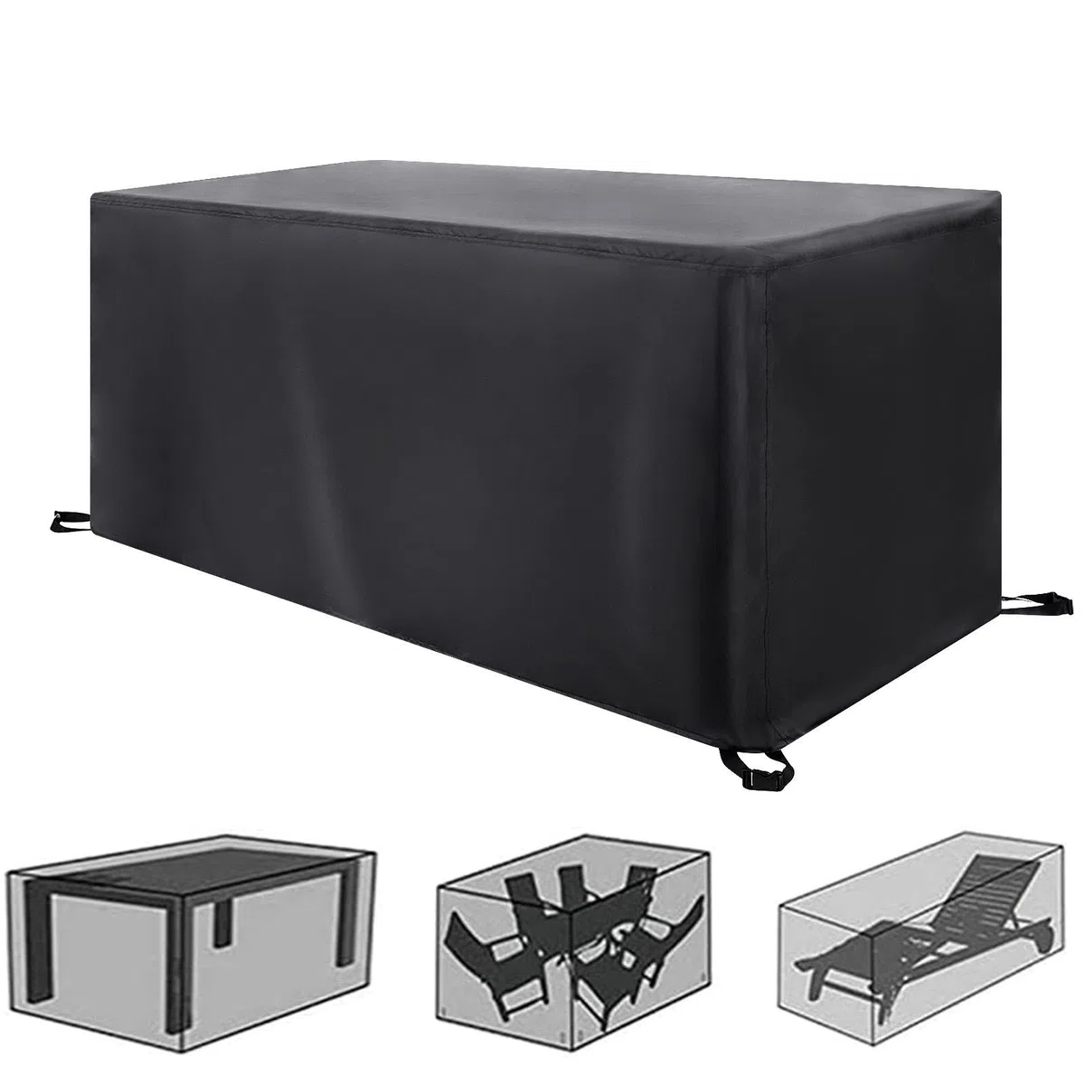 Copritavolo Esterno Impermeabile - 110x90x80cm(LxWxH) 420D Oxford Esterno Telo Copri Tavoli Terrazza Quadrato impermeabile per Esterno Telo Antivento, Anti-UV, Antipolvere Copertura Tavolo Sedie