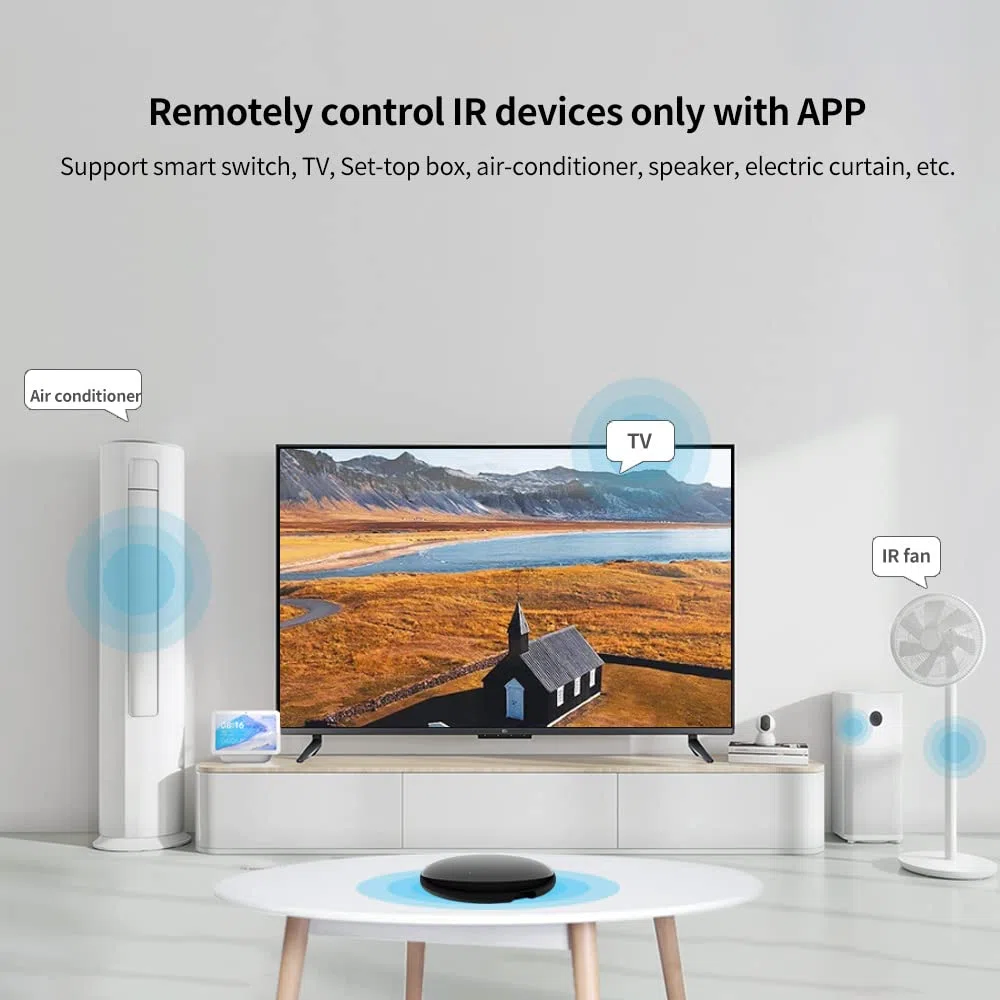 eMylo Telecomando Universale IR Smart, WiFi Termometro Igrometro per Ambiente Misuratore di Umidità e Temperatura Interno, Smart Home Automation, Compatibile con Alexa e Tuya per TV DVD