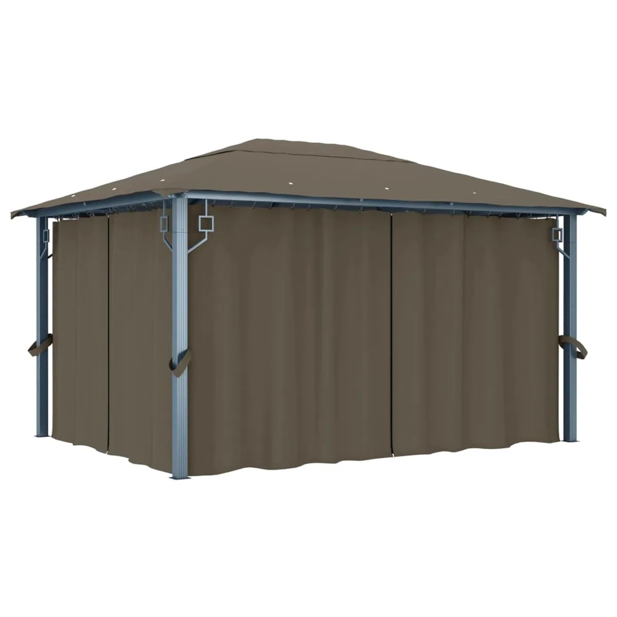 Gecheer Gazebo con Tende e Luci a LED, Gazebo per Esterno, Pergola con Tela, Gazebo da giardino, Gazebo per feste, Gazebo con Zanzariera, Padiglione 4x3m Tortora, Alluminio