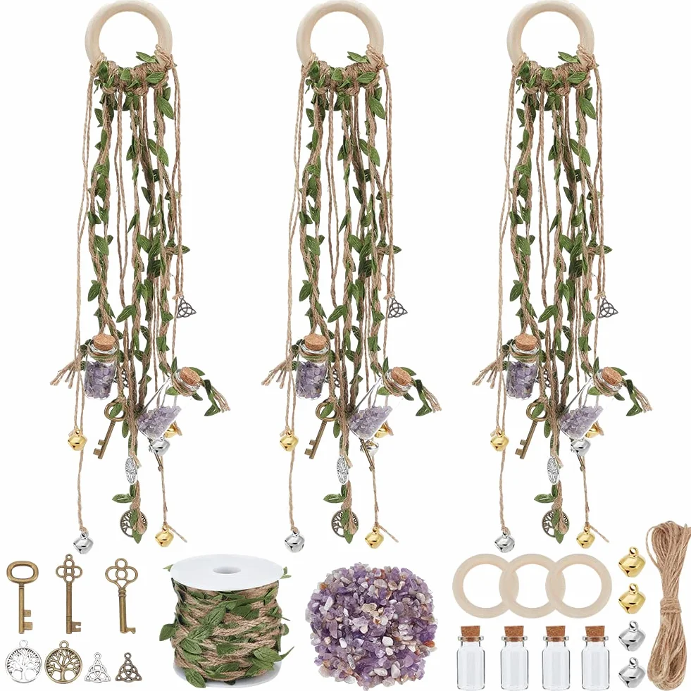 FREEBLOSS 3 Set Campane delle Streghe, Campane delle Streghe Ciondolo di Protezione per Porta Campanelli Eolici per Esterno Portico, Giardino, Decorazione della Finestra