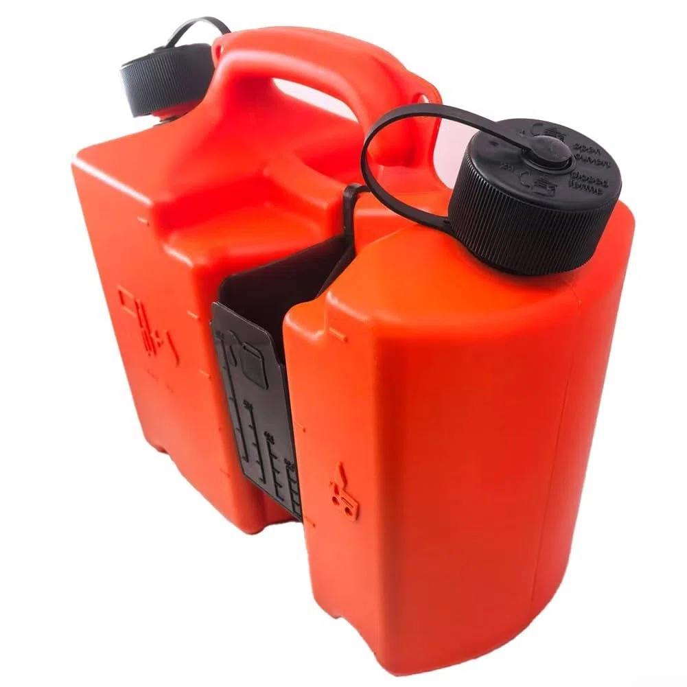 Tanica combinata di olio, tanica da 5 litri di carburante e olio per barra, con porta attrezzi per motosega