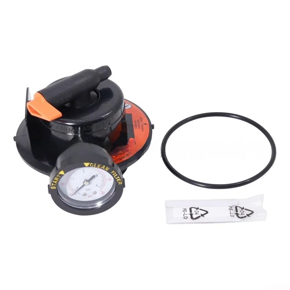 Gruppo valvola di sfogo dell'aria manuale con calibro 60 PSI per filtri Hayward DE e piscina a cartuccia, parte di ricambio in plastica nera con O-Ring e nastro PTFE