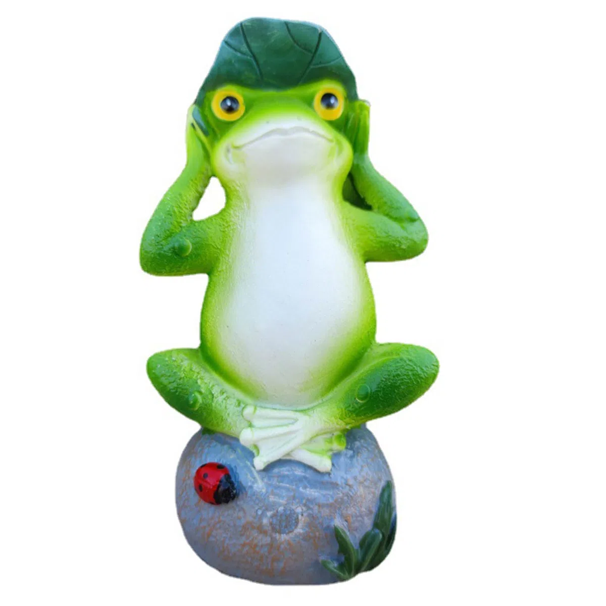 Statue da Giardino di Rana Seduta su Statuetta di Pietra Resina Decorazioni per Esterni per Patio Prato Cortile Alto 5.8 Pollici,Arredamento da Giardino,Verde,8.5 * 7 * 14.8cm