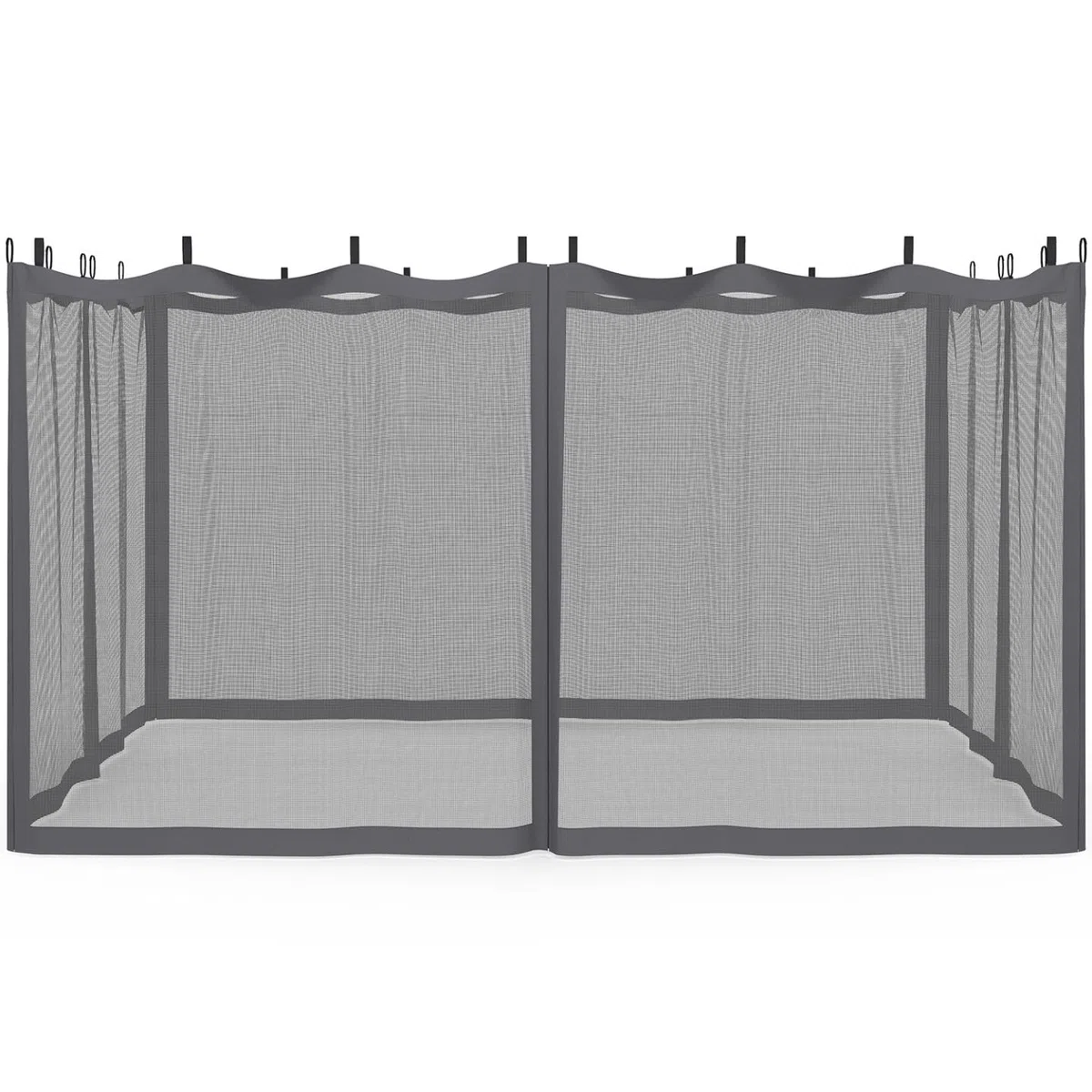 IDMarket - Set di 4 zanzariere 3x4 Grigie con Cerniera per pergola + Ganci