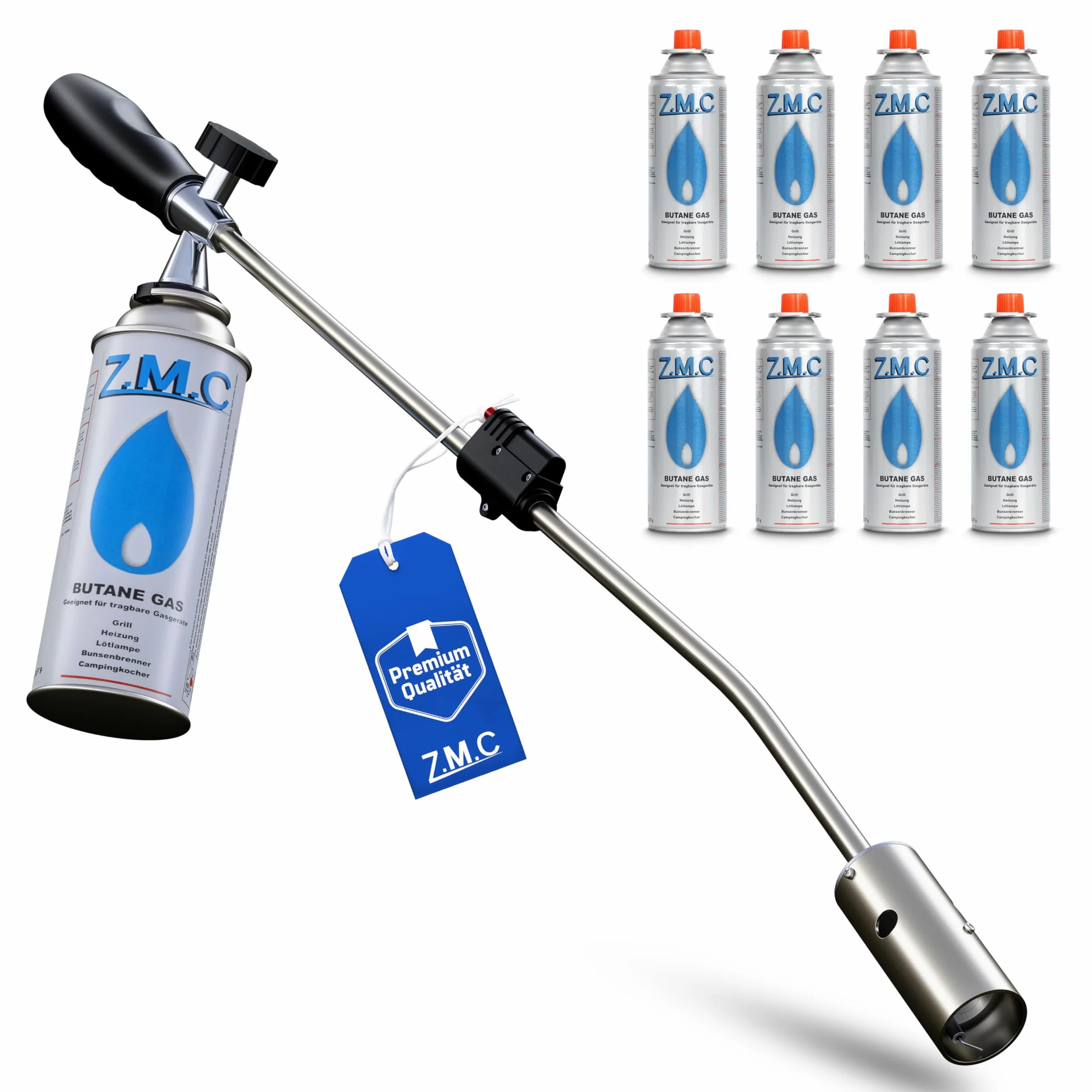 Diserbante Brucia Erbacce Unkrautreiniger Bruciatore + 8x Cartucce di Gas 227g MSF-1a Con Accensione-Piezo Dispositivo Infiammabile Pistola Spara Fiamma a Bunsen Ossidrica