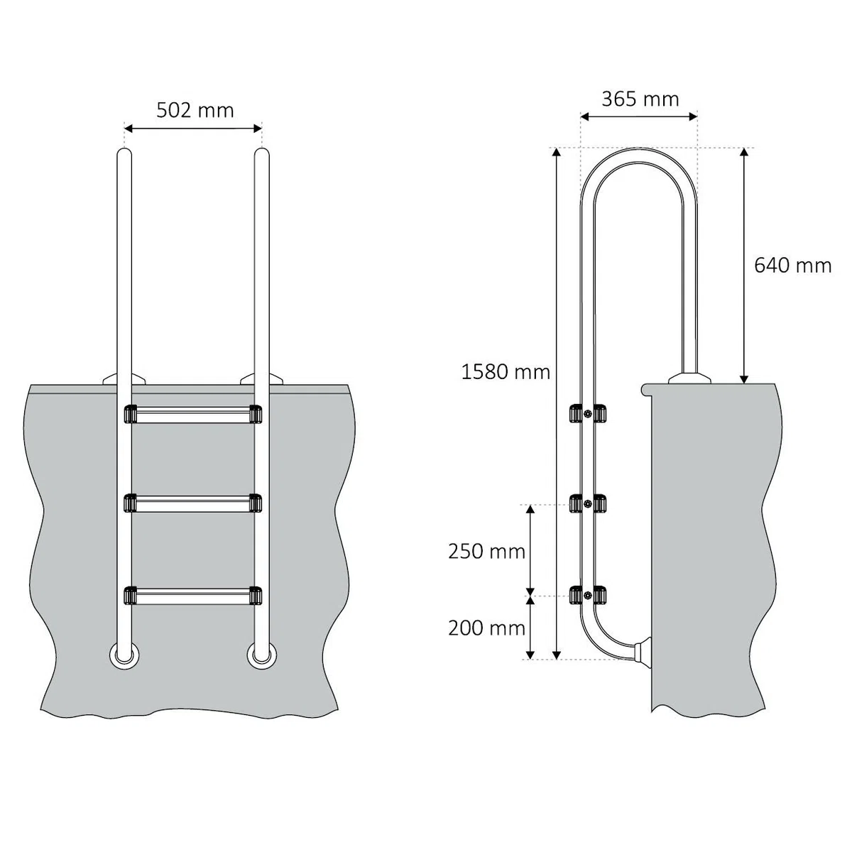 Zelsius - V2A scaletta per Le Piscina in Acciaio Inox e scaletta per Piscina, con 3 o 4 gradini (con 3 Passi)