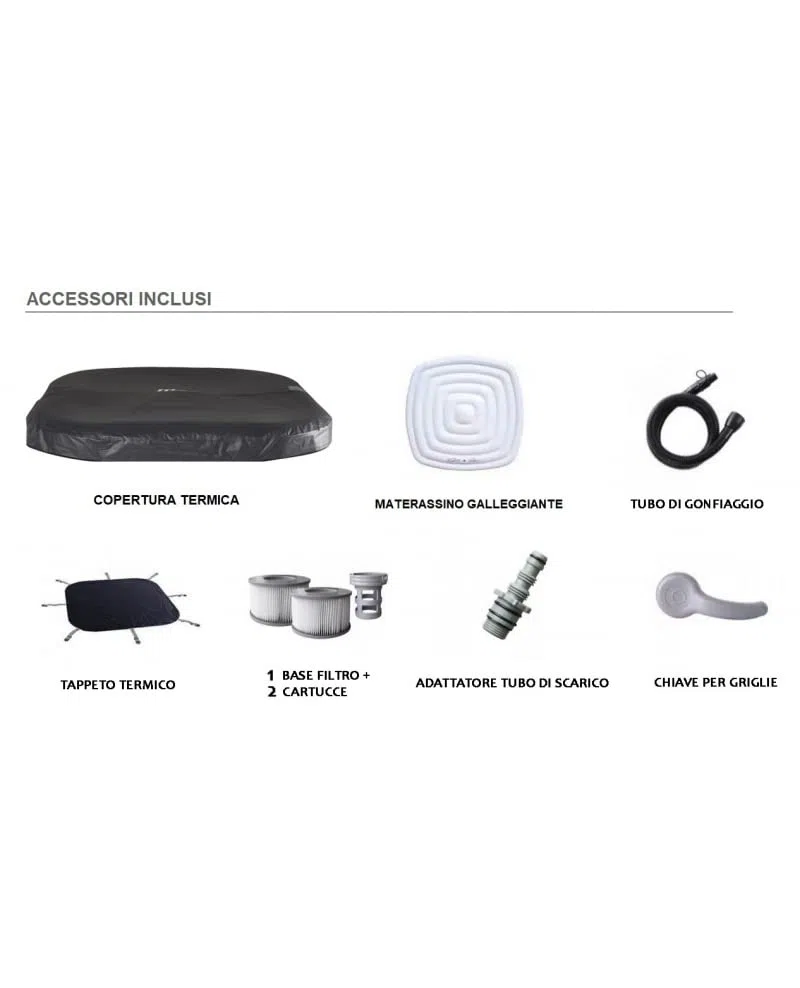 Arredo Minipiscina Idromassaggio Autogonfiante con Riscaldatore e Telecomando Multifunzione (Minipiscina Spa Vito Plus)