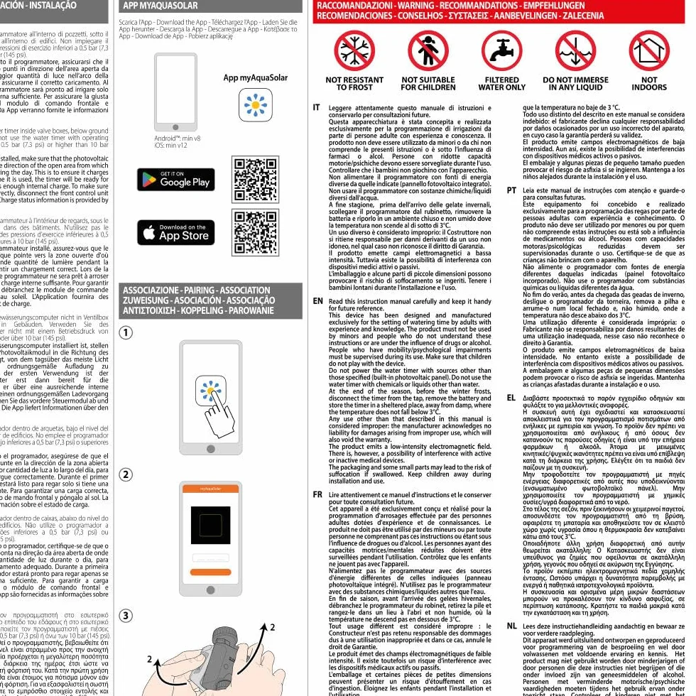 Claber Tempo myAquaSolar – Programmatore 1 via con pannello solare integrato, controllo smart Bluetooth® tramite app myClaber, 2 programmi, senza batterie, attacco 3/4”, compatibile sensore pioggia.