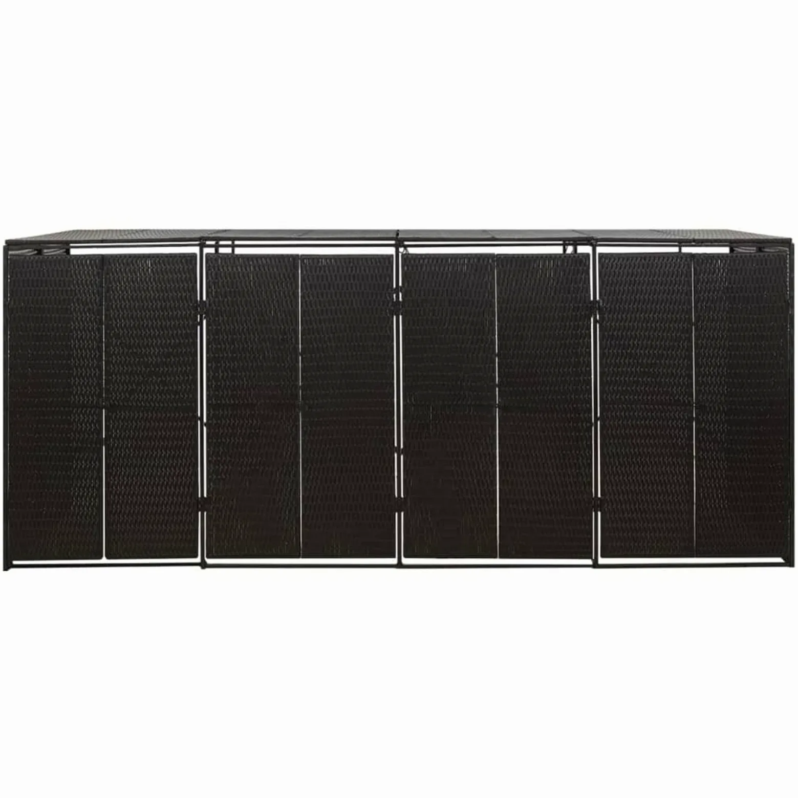 Azzrora Copri Bidoni Spazzatura Esterno, Copribidoni Spazzatura Esterno, Copri Bidone Spazzatura da Esterno, Copribidone Quadruplo Nero 274x80x117 cm in Polyrattan
