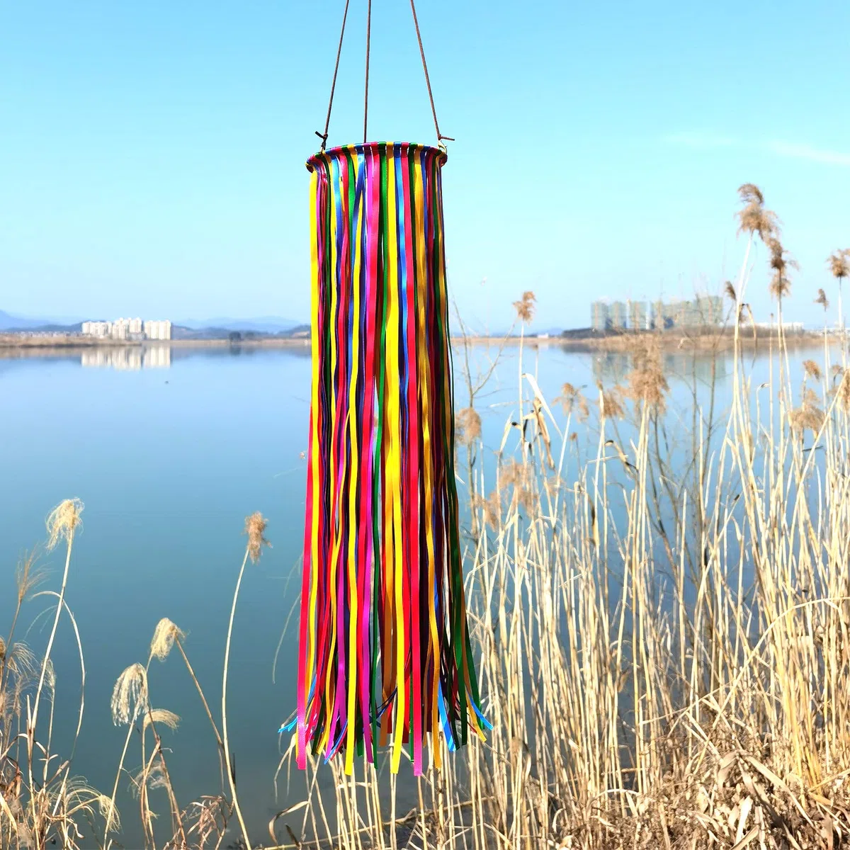 Nastro a Vento, Decorazione Esterna per Patio, Giardino, Cortile, Molo e Camper, 104 cm, WS41-01, Giallo, Verde, Viola, Blu Navy, Rosso, Trattamento Speciale per le Estremità del Nastro