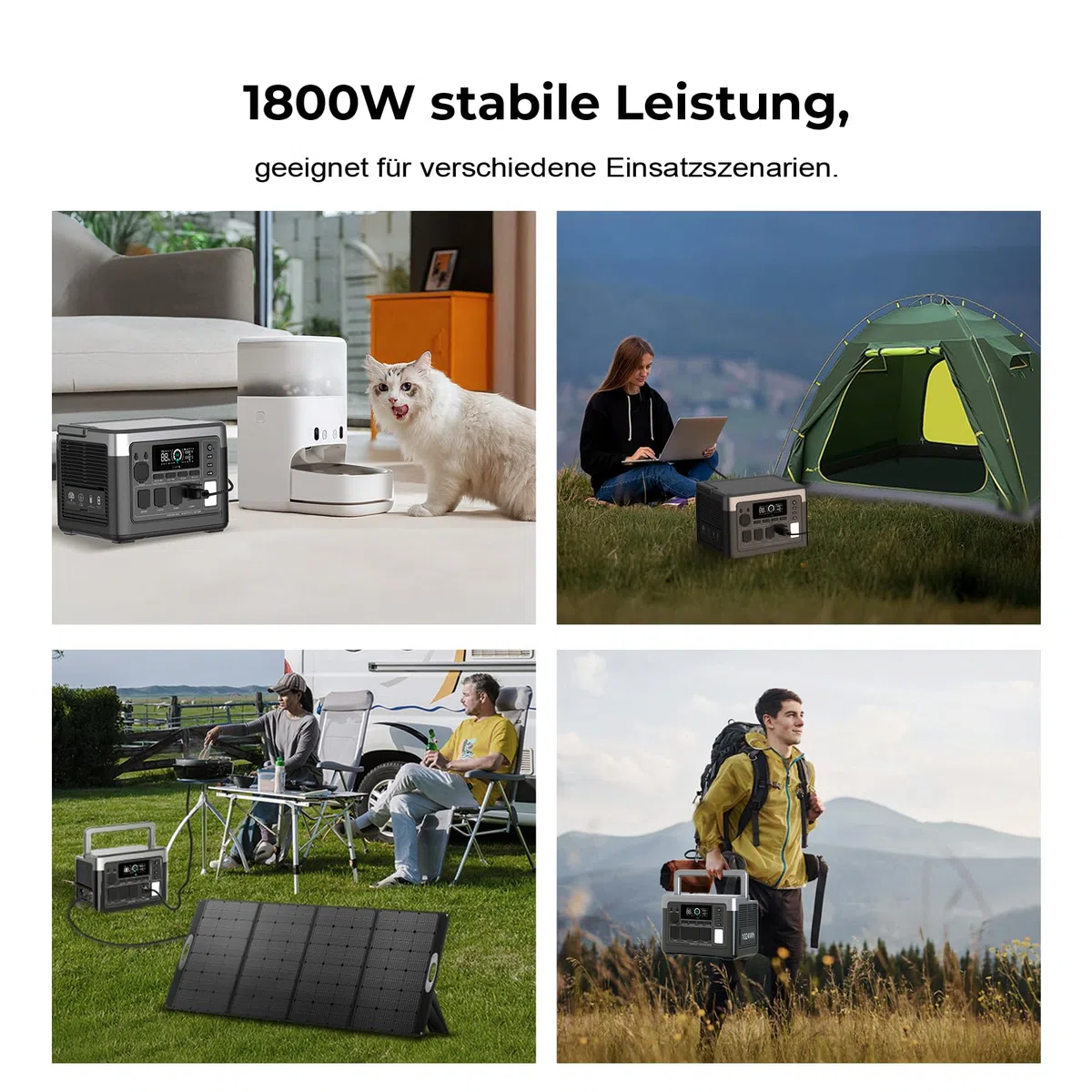 OUKITEL P1000PLUS Centrale Elettrica Portatile con Pannello 100W, Generatore Solare Batteria LFP 1024Wh, 4 Uscite CA 1800W (3600W Picco), Ricarica Rapida, Stazione di Energia Portatile per Campeggio