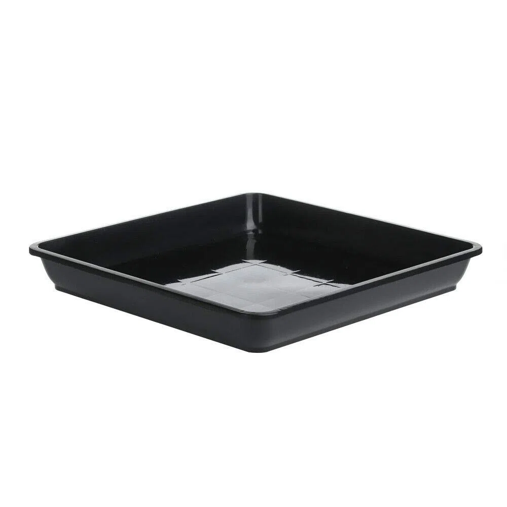 Vassoio Quadrato in Plastica per Piante e Fiori, Sottovaso per Piante con Gocciolatoio, Forniture per Giardino Quadrate per la Casa, Quotidiano (30 x 30 cm, nero)