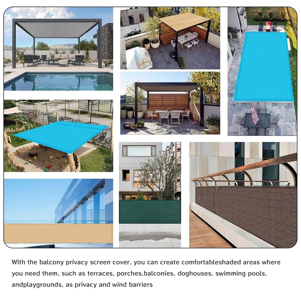 Telo Frangivento per Balconi 150 x 45 cm Raggi UV Antistrappo Antivento, Recinzione Copertura per Balcone Protezione Della Privacy Schermo, per Giardino Esterno, Marrone