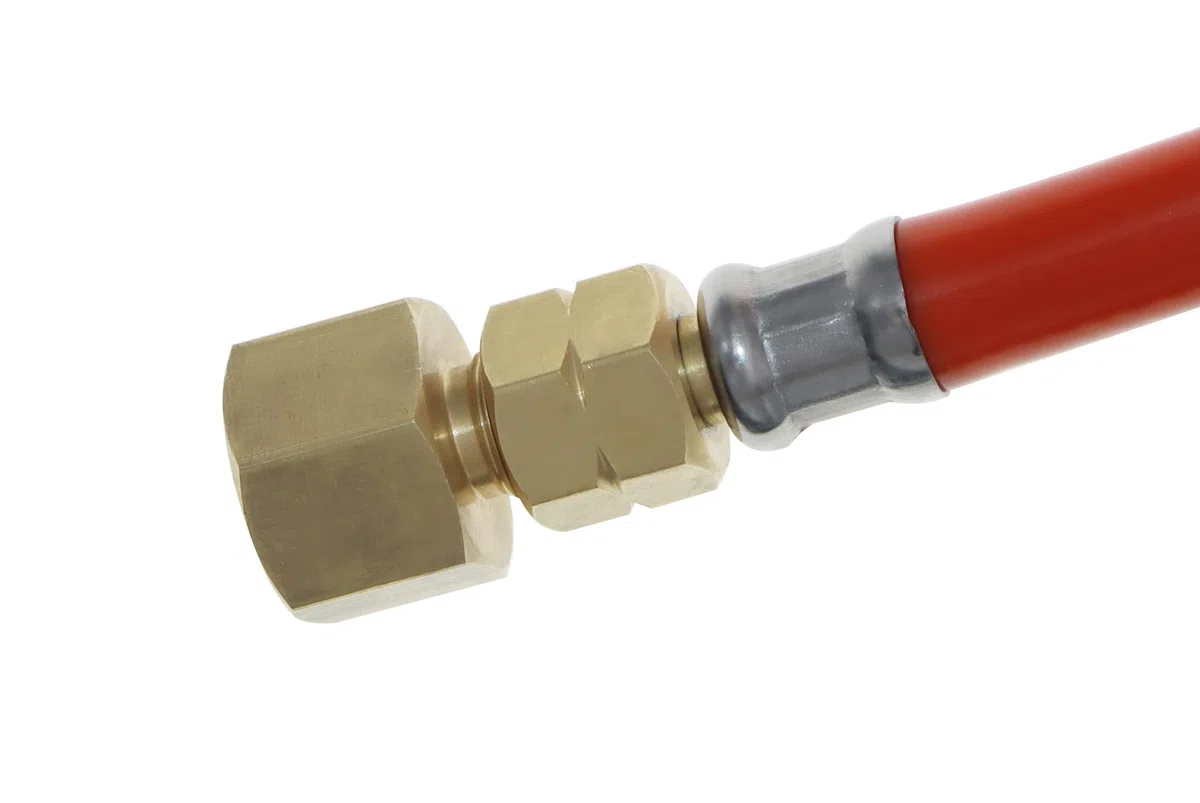 METER STAR Bottiglia di gas propano da 1LB e piccolo contenitore di butano - Set di regolatori regolabili con tubo da 80 cm, filettatura sinistra G1/4 pollici e filettatura universale girevole Flare