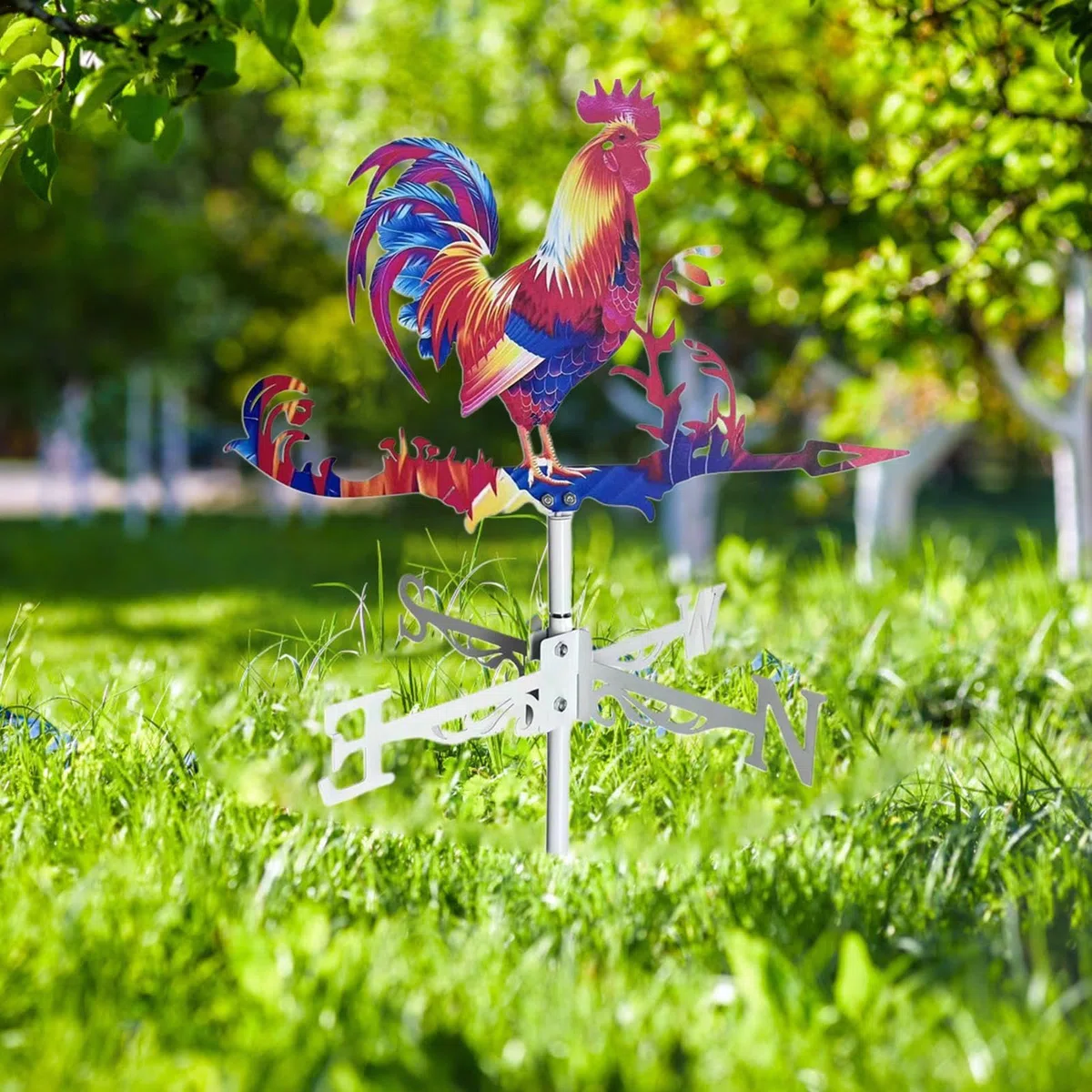 Segnavento da giardino in stile fattoria I Gallo Wind Spinner I Segnavento metallo cortile tema animale Gallo esterni