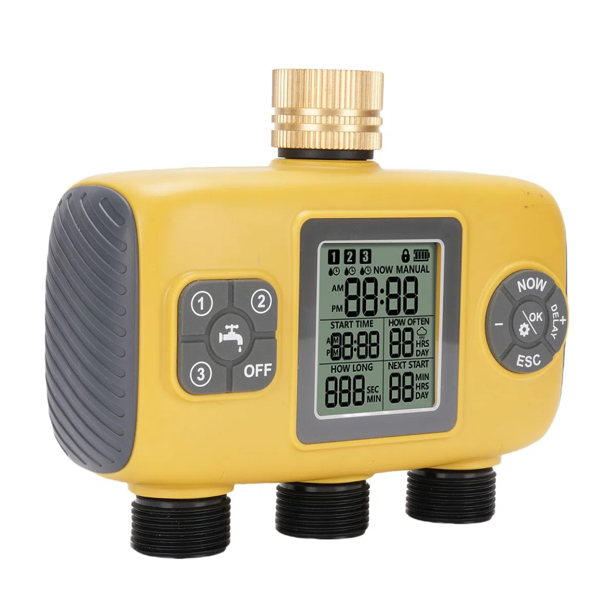 3 uscite timer irrigatore timer digitale per irrigazione con ritardo pioggia controller automatico per irrigazione per giardino prato ABS nero 5,1x6,1 pollici