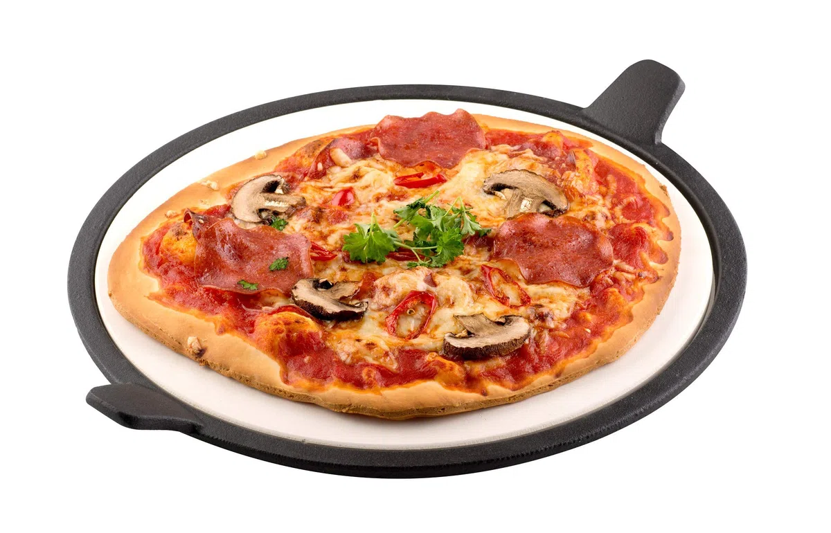 Accessori per grill tepro inserto pietra per pizza, pietra per pizza in cordierite circa 28,5 cm Ø, griglia nel sistema a griglia circa 57 cm Ø