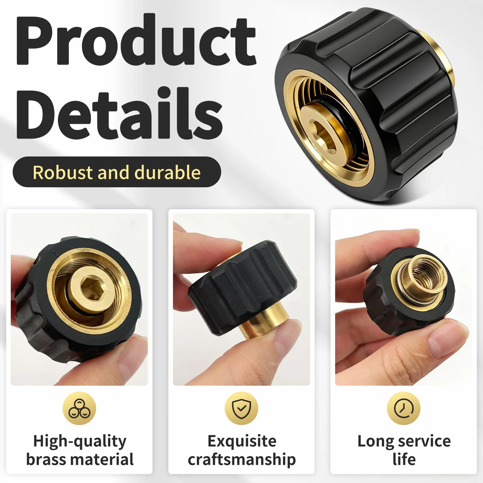 Adattatore per idropulitrice Kärcher M22 x 1,5 su 1/4" – Adattatore filettatura interna M22 x 1,5 su 1/4" per idropulitrice ad alta pressione, adatto per Kärcher, Kränzle, Nilfisk, robusto e durevole