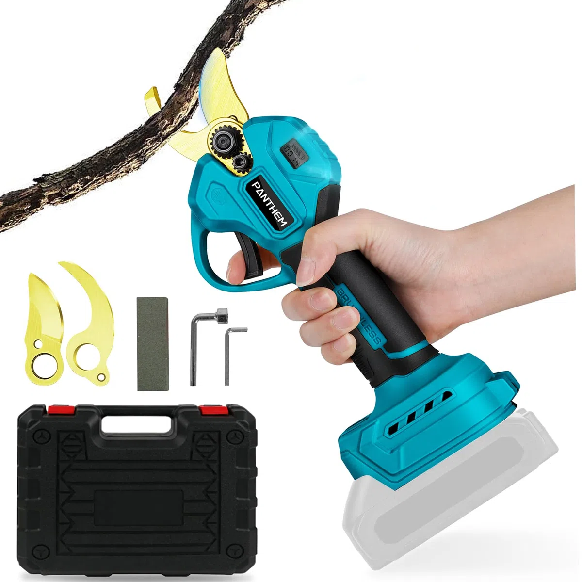 Taglierina per rami senza fili 45 mm per Makita 18 V (senza batteria), motore senza spazzole, sega a ramo elettrico, batteria, cesoie per alberi, display LCD per potatura alberi