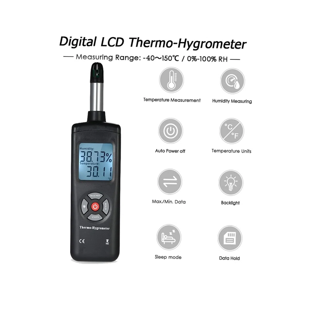 Termometro da ambiente, Termometro Digitale LCD Igrometro Misuratore Di Umidità E Temperatura Psicrometro Tester Del Punto Rugiada A Bulbo Umido Ufficio domestico della serra