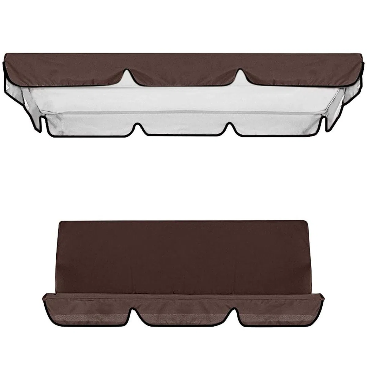 Tettuccio di Ricambio Universale per Dondolo da Giardino, Copertura di Ricambio per Dondolo A 3 Posti, Impermeabile Copertura Superiore per Giardino Sedia A Dondolo (164 * 114 * 15cm,Marrone)