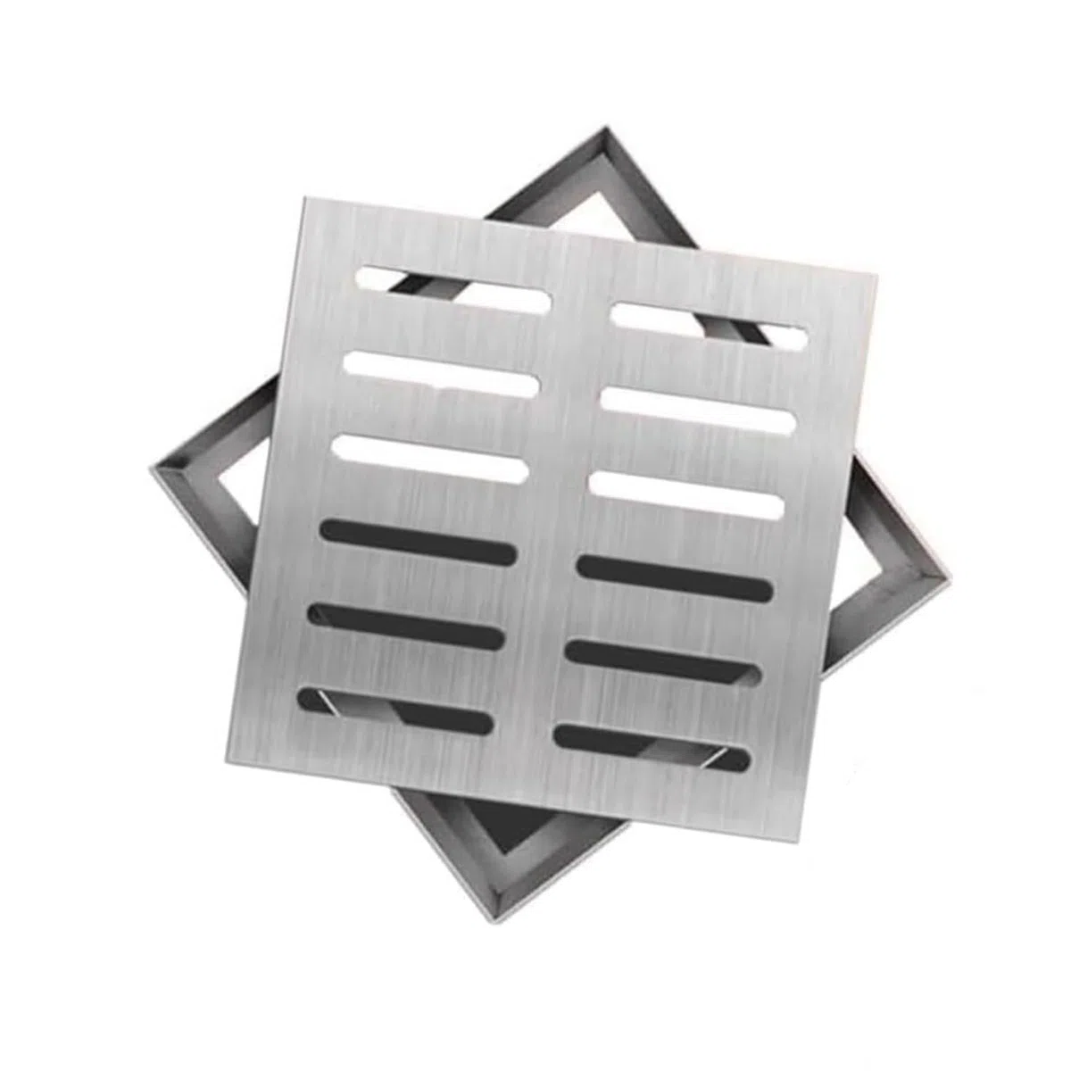 MEISO Copertura di Scarico per Esterni, in Acciaio Inossidabile 304 con Base, Kit di Copertura per Scarico, Quadrato per Scarico a Pavimento, Griglia di Scarico per Esterni (10x10x2cm)