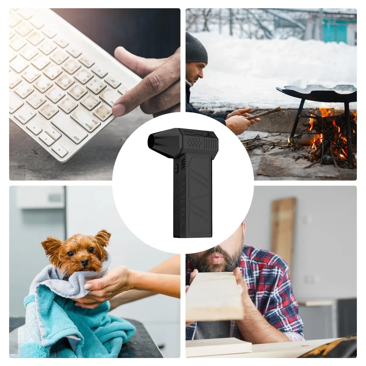 Soffiatore ad aria potente, batteria ricaricabile da 3000 mAh, estrattore di polvere ad aria, dispositivo portatile per attività all'aperto come campeggio, barbecue e