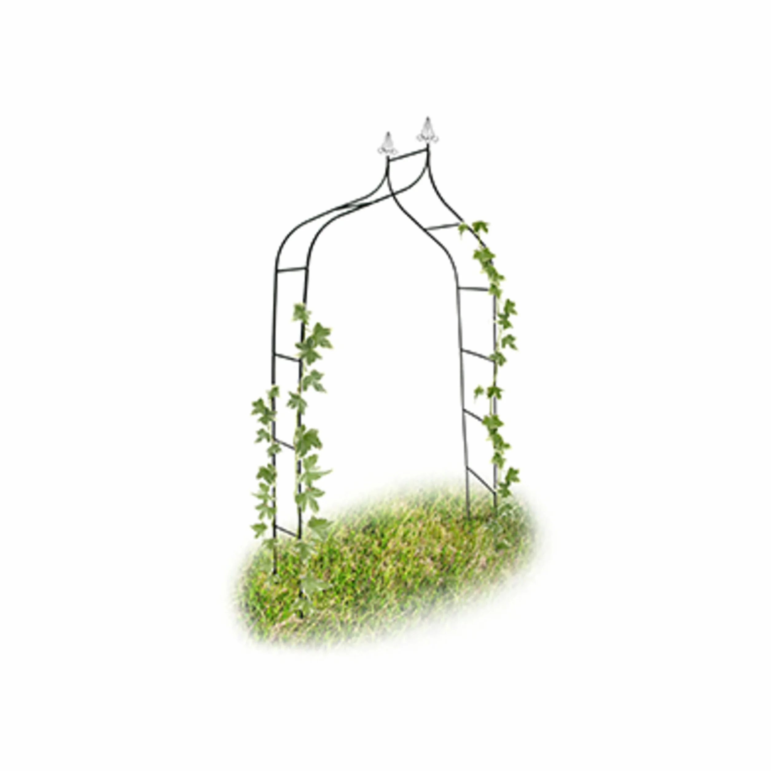 Relaxdays Arco per Rose Rampicanti, 255x140x38 cm, Struttura Resistente alle Intemperie, Design Romantico, Verde Scuro