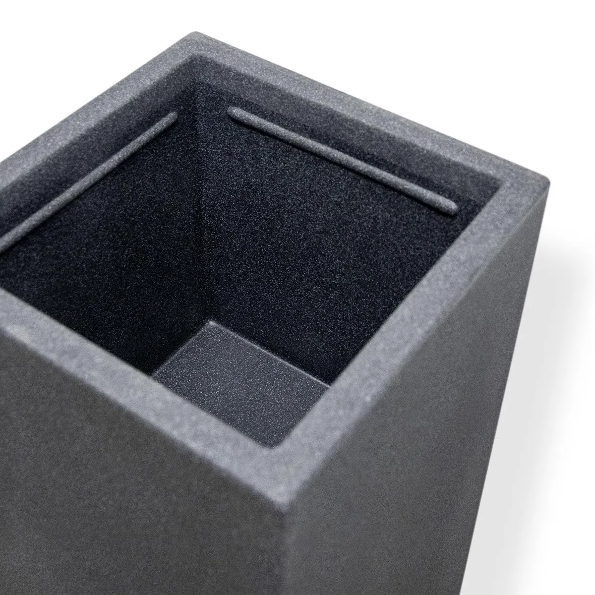 XXL, fioriera in plastica per piante in antracite 80 cm, vaso rettangolare, fioriera a colonna