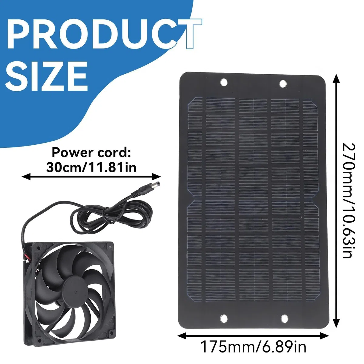 Kit Ventola Pannello Solare 10w 800ma, Doppio estrattore circolazione Aria Attrezzatura Ventilazione Esterna Ventola Scarico dell'Aria aspirazione Lungo 30cm Cavo Alimentazione