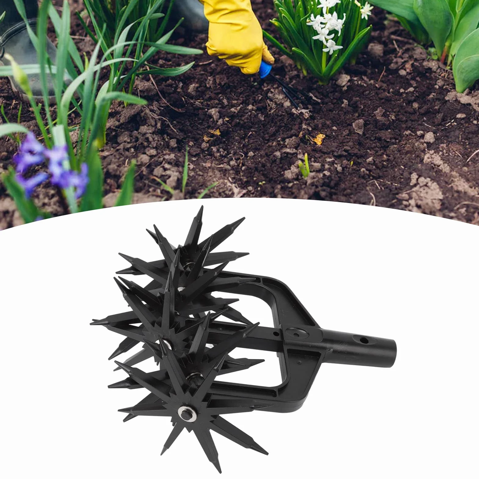 FLEXMAN Coltivatore Rotativo da Giardino, Scarificatore per Terreno da Giardino, Fresa a Stella da Giardino per la Preparazione dei Semi e L'Allentamento del Suolo per Giardino, Prato, Erbacce
