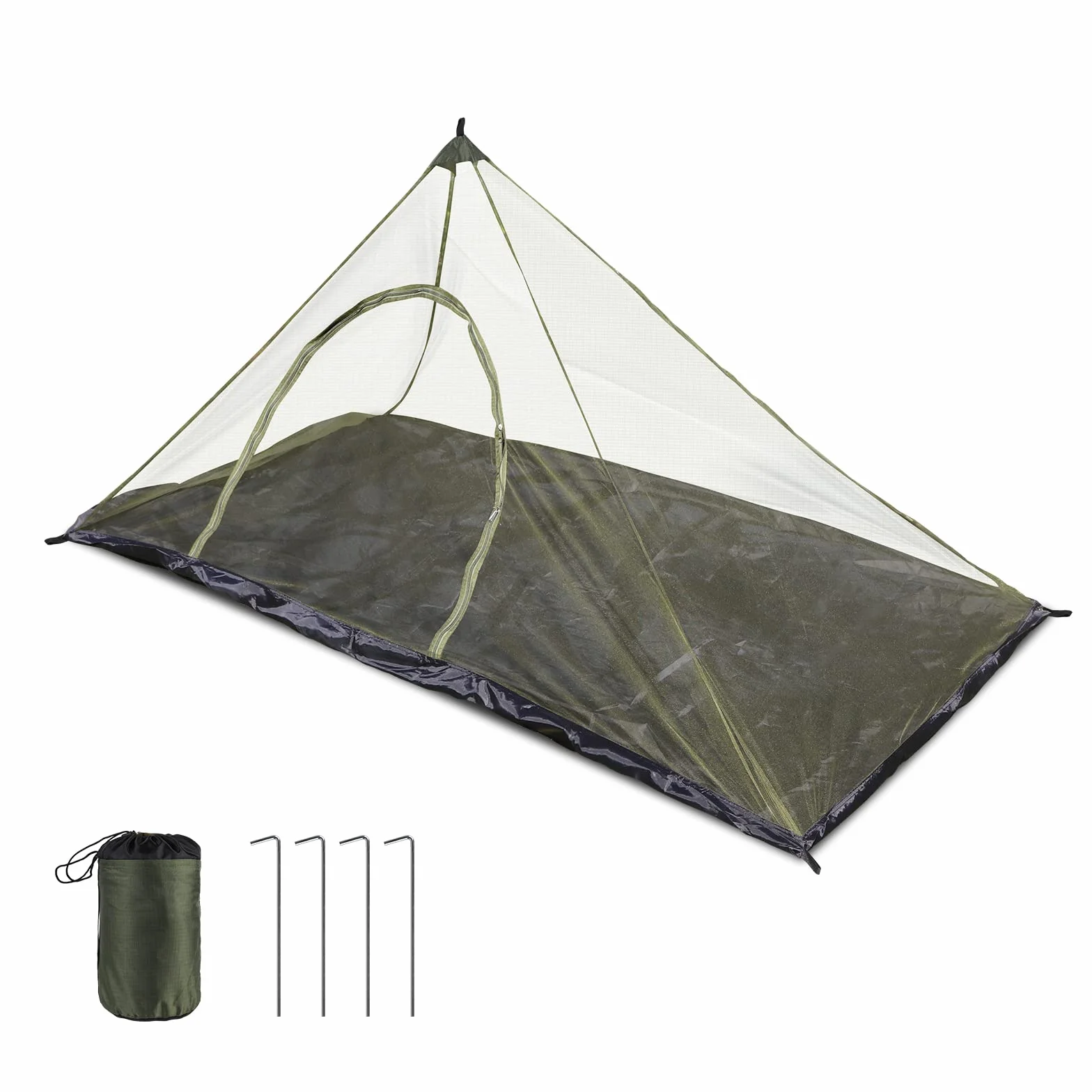 EFUTURETIME Zanzariera da Campeggio, 220 x 120 x 100 cm, Zanzariera da Viaggio Leggera, Portatile, Tenda Anti-zanzara con Porta Cerniera per Letto da Campeggio, Escursionismo, Verde