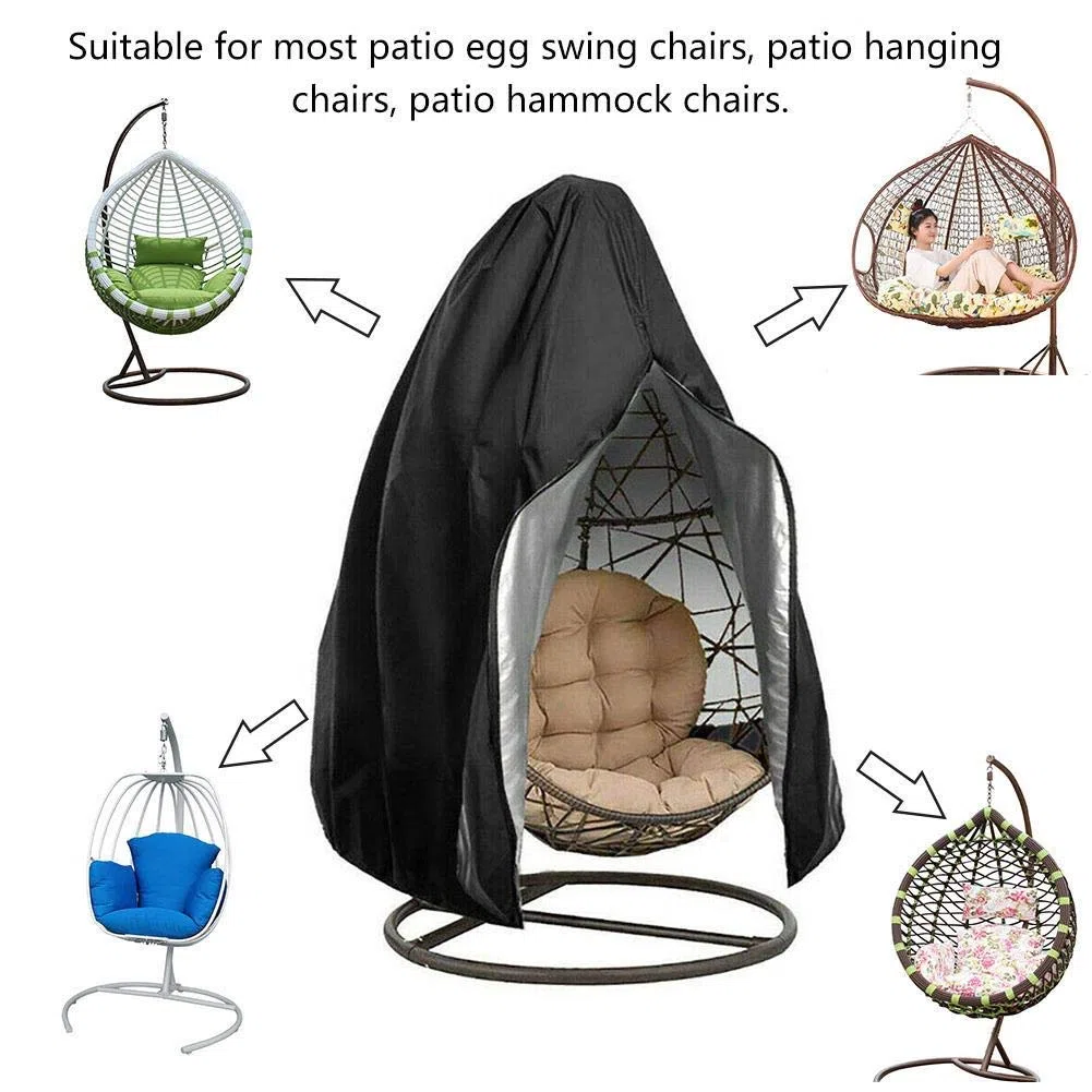 Copertura per sedia sospesa copri poltrona sospesa copertura protettiva per uova sedia coprisedia impermeabile per mobili altalene da giardino, nero (1#)
