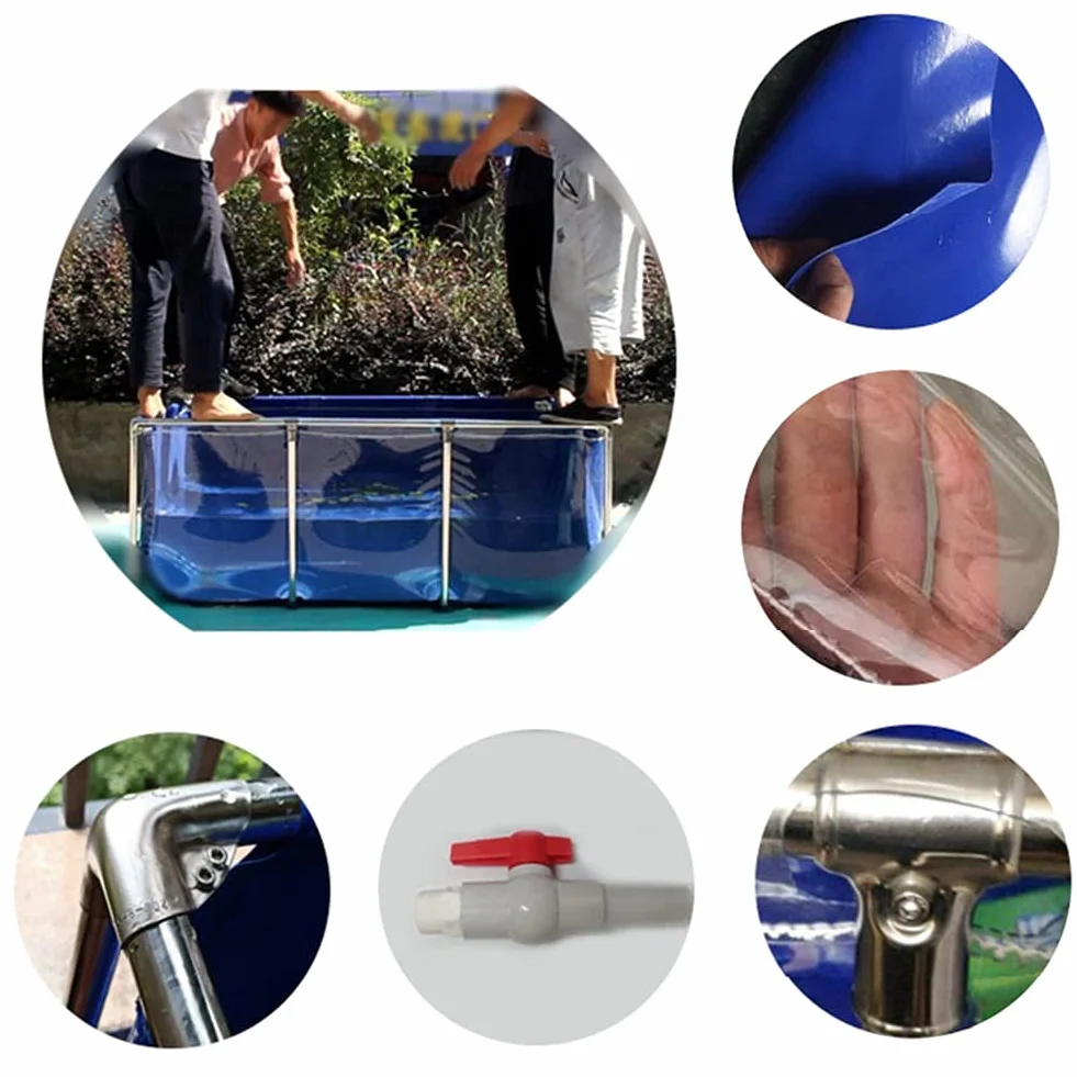 Rivestimento flessibile per stagno in PVC con telaio in acciaio e pannello di visualizzazione per acquari interni/esterni per pesci rossi koi e piante acquatiche, soluzione durevole per stagni da