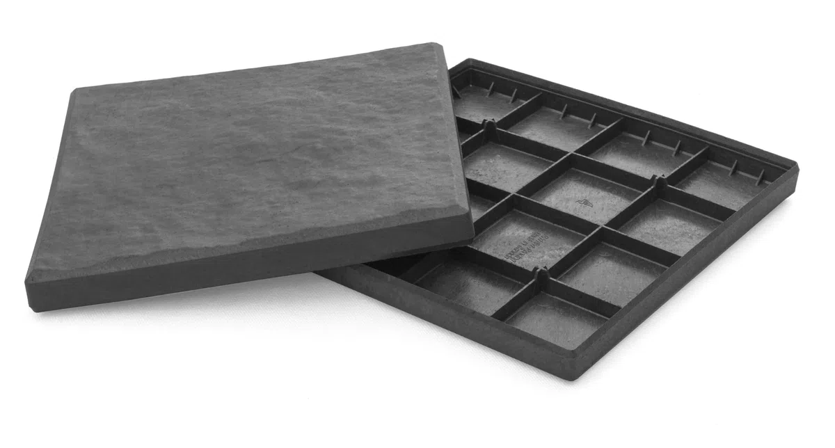 Nicoman Piastrelle quadrate effetto marmo, 30 x 30 x 2,5 cm, in gomma riciclata, resistenti all'usura, per esterni (grafite, set da 4)