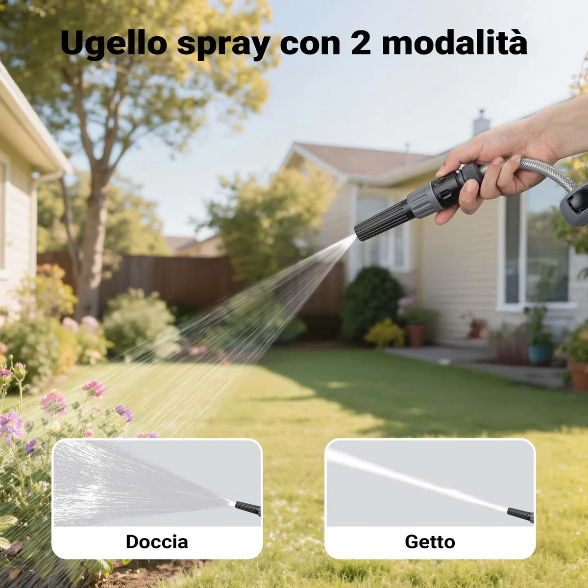 XPOtool Portatubo da giardino con avvolgitore automatico, avvolgitubo da parete con tubo da 20m, avvolgitore per tubo acqua