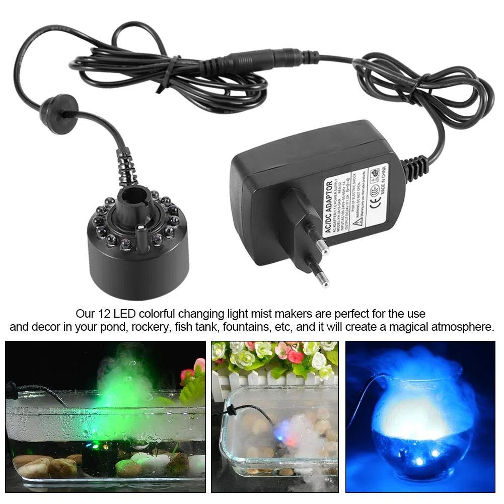 Haofy Atomizzatore per Creatore di Nebulizzazione d'Acqua 12LED - Adatto per Serbatoi di Piscine da Interno [EU Plug]