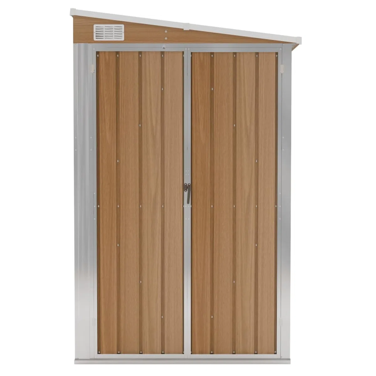 Gecheer Capanno Giardino a Parete,Capannone,Casetta,per Attrezzi,Casetta Porta Attrezzi,Porta Attrezzi da Giardino,Rimessa Attrezzi da Giardino,Capanno Attrezzi,Marrone 118x100x178 cm Acciaio Zincato
