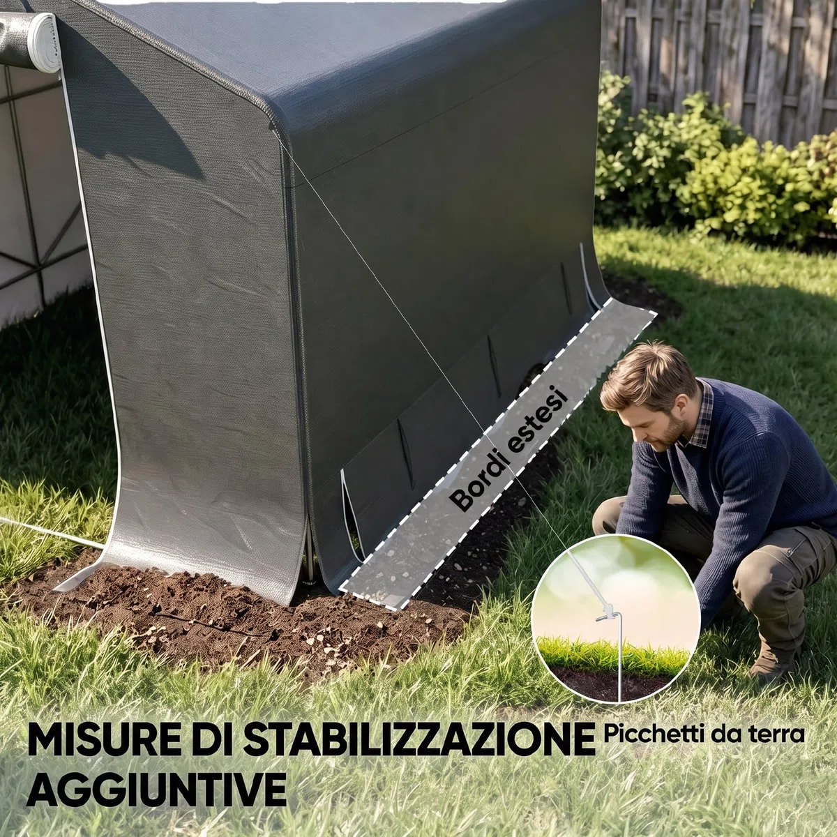 Outsunny Garage Moto per Esterno 3x3m Tenda Garage Impermeabile GrigioScuro | Porta Avvolgibile, Prese d'Aria, per Biciclette e Attrezzi, Metallo e Tessuto PE Anti UV
