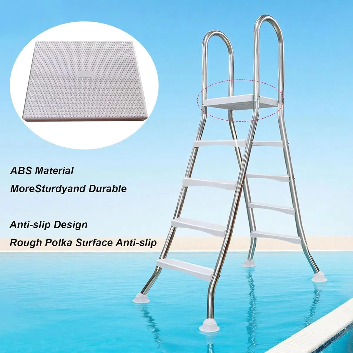Scala per piscina fuori terra, telaio in acciaio resistente, doppio lato, gradini antiscivolo rimovibili per ingresso e uscita sicuri, adatta a tutti i tipi di piscina, 160 cm