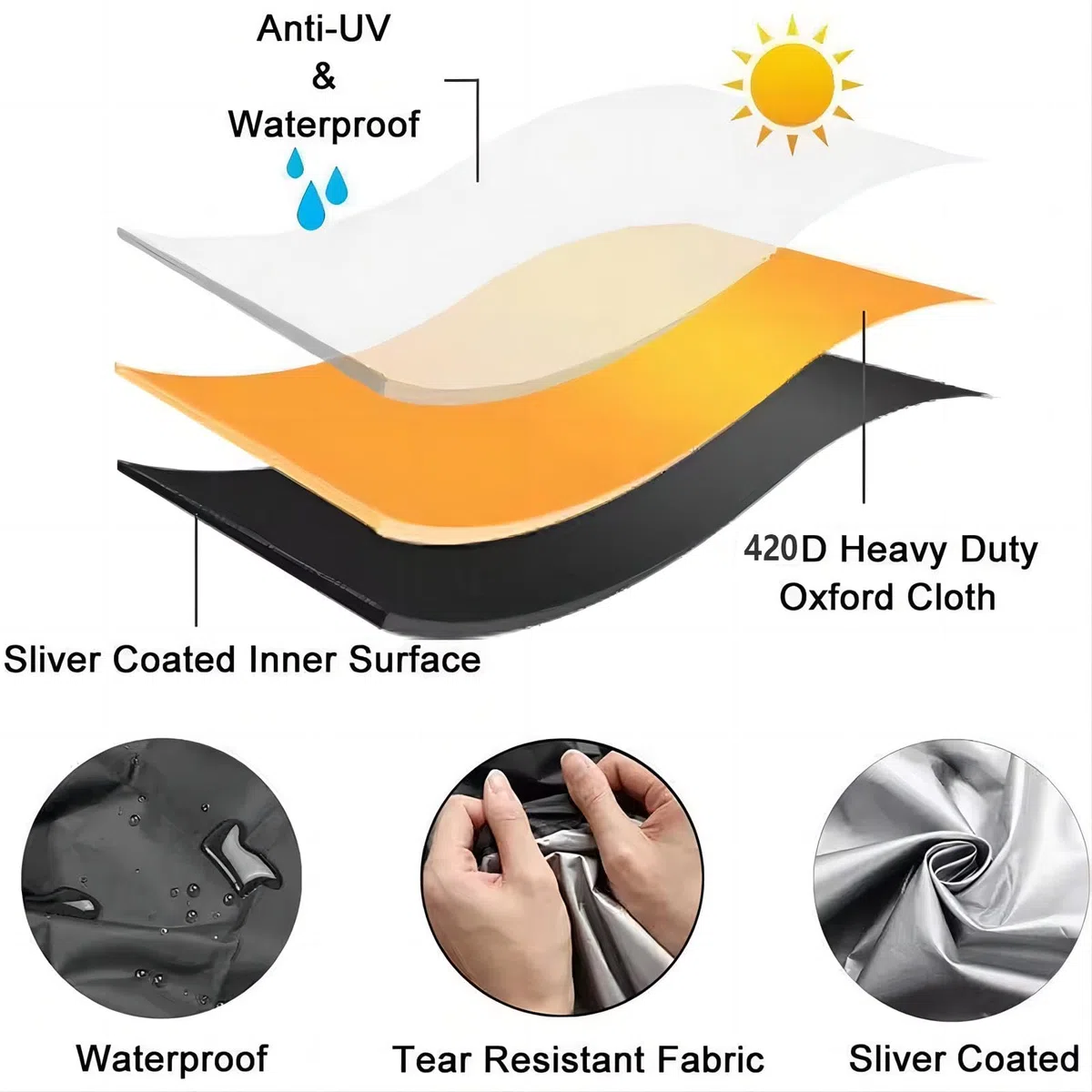 Copridivano da Esterno Impermeabile, 120x50x80cm Nero 420D Oxford Coperture per Mobili da Giardino, Copertura Tavolo Esterno Telo Copertura per Giardino, Anti-UV Telo Copri Divano da Giardino