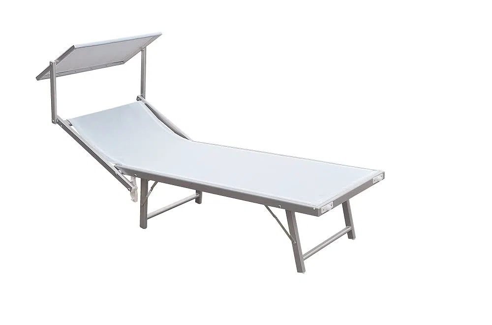 Linea Garden Friend Lettino Mare Ibiza in Textilene 580 Gr/M² Colore Bianco, 183 x 61 x 38 cm