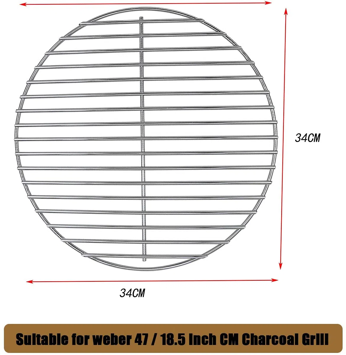 Denmay 7440 34cm Diametro Griglia a Carbone per Weber 47 cm/Griglie a Carbone da 18,5 Pollici, Adatto a Weber One-Touch, Bar-B-Kettle, Fumatore Smokey Mountain Cooker, Jumbo Joe, Bollitore Originale