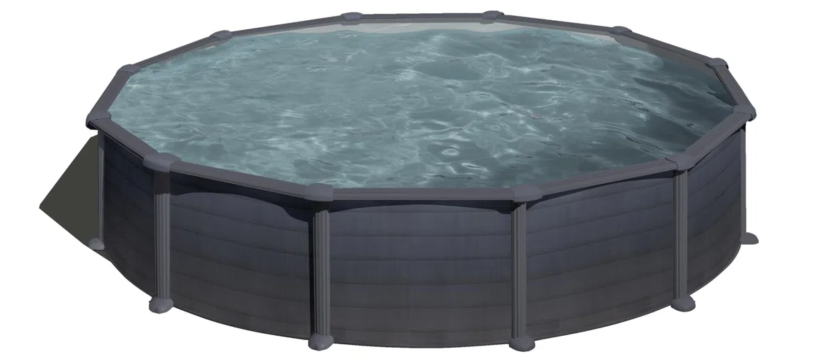 Piscina Gre KITPR558GF Granada. - Piscina fuori terra in acciaio, rotonda in acciaio, colore grafito. Piscina scomponibile per Giardino. 550 x 132 cm