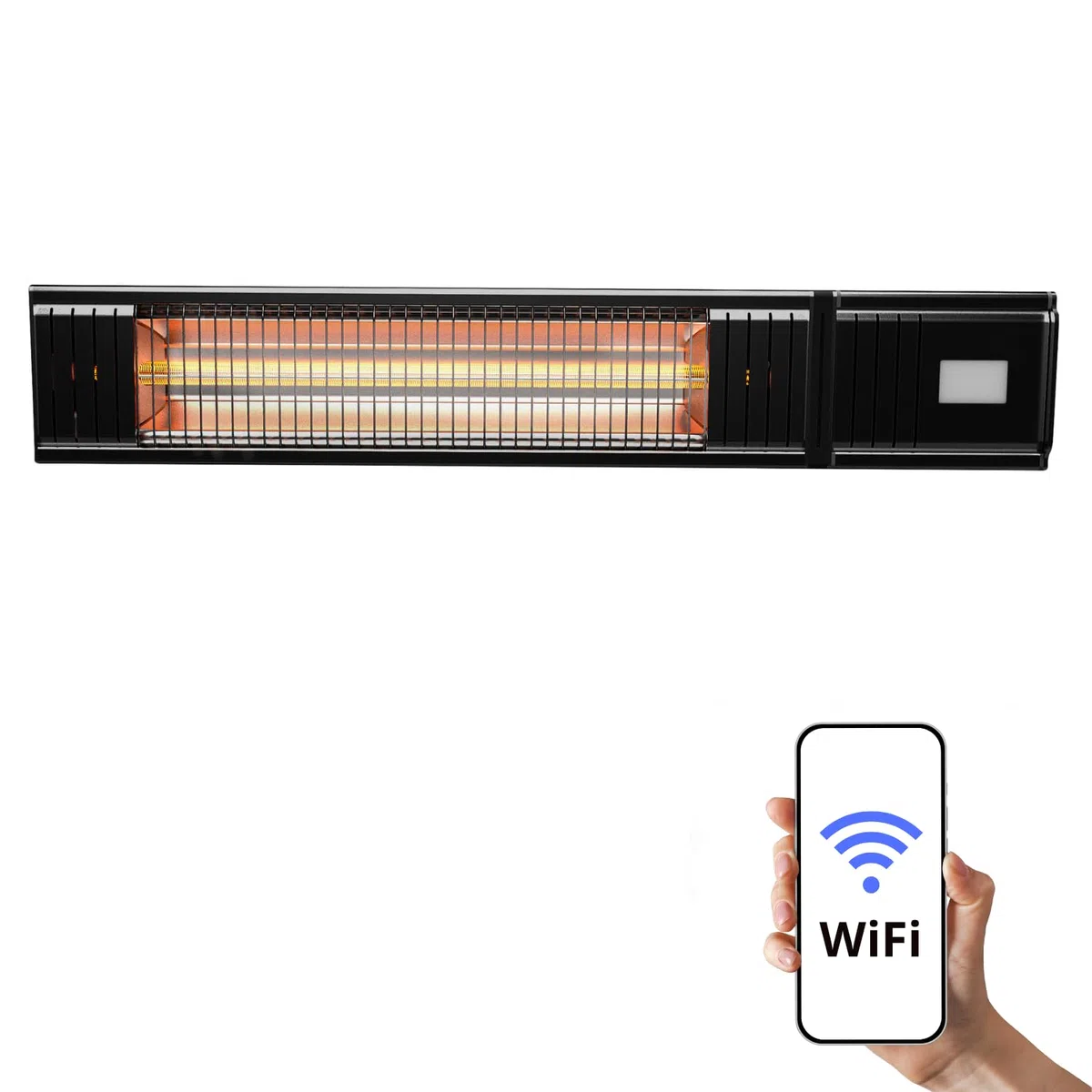 HOME It® Stufa da Esterno a Infrarossi 2000W con WiFi – Riscaldatore da Parete con Telecomando e App – Impermeabile IP65, 9 Livelli di Potenza, Timer 24H