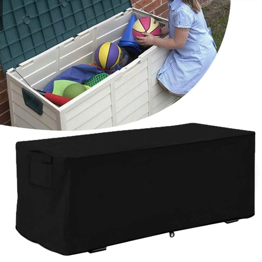 Copertura per Scatola di Immagazzinaggio per Esterni, Copertura per Scatola da Esterno UV Impermeabile Antipioggia per Esterni 123 * 62 * 55 cm per Giardino Cortile (Nero)