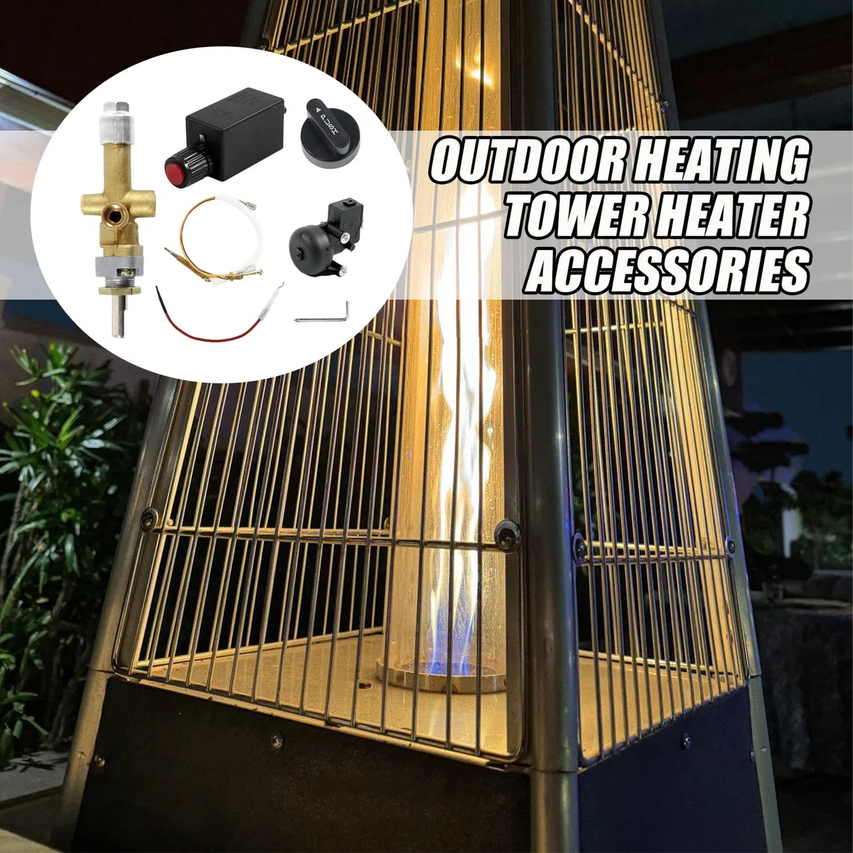 Riscaldatore per Patio a efficiente Distribuzione Rapida del Calore Tubo da 0, 6 m Valvole limitatrici Pressione Incluse Protezione Sicurezza Riscaldatore Esterno